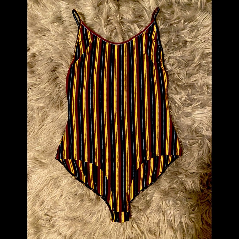 Striped spaghetti strap bodysuit
